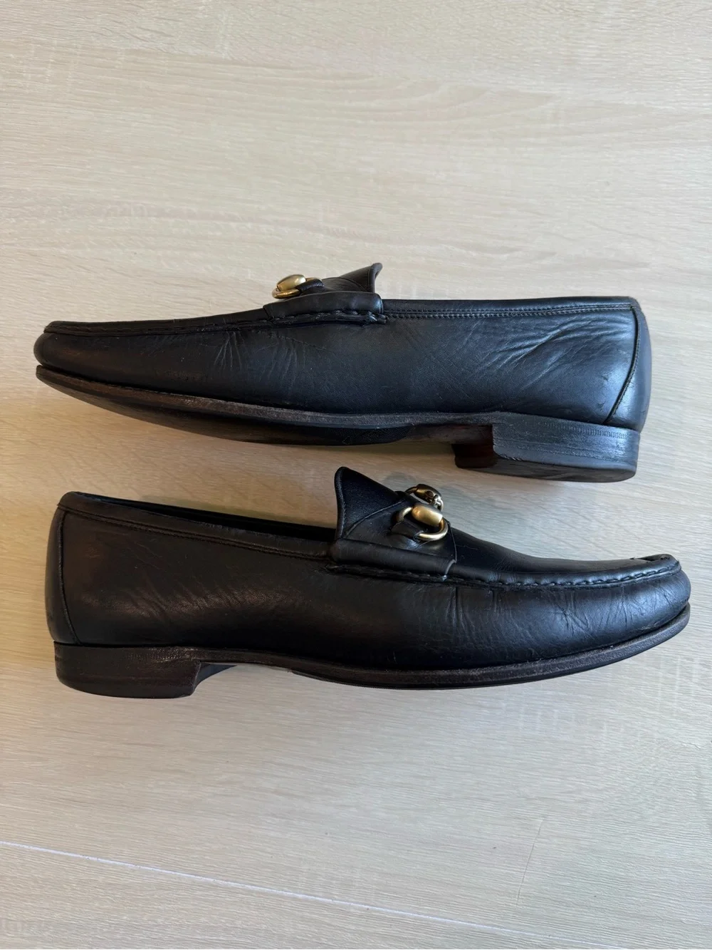Gucci Men’s Black Leather Horsebit Loafers Size 42.5 D Made in Italy